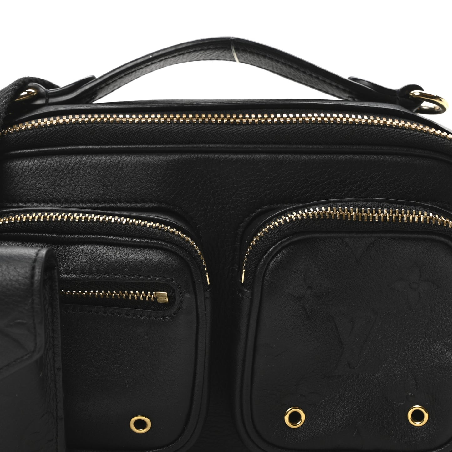 Calfskin Monogram Embossed Utility Crossbody Black