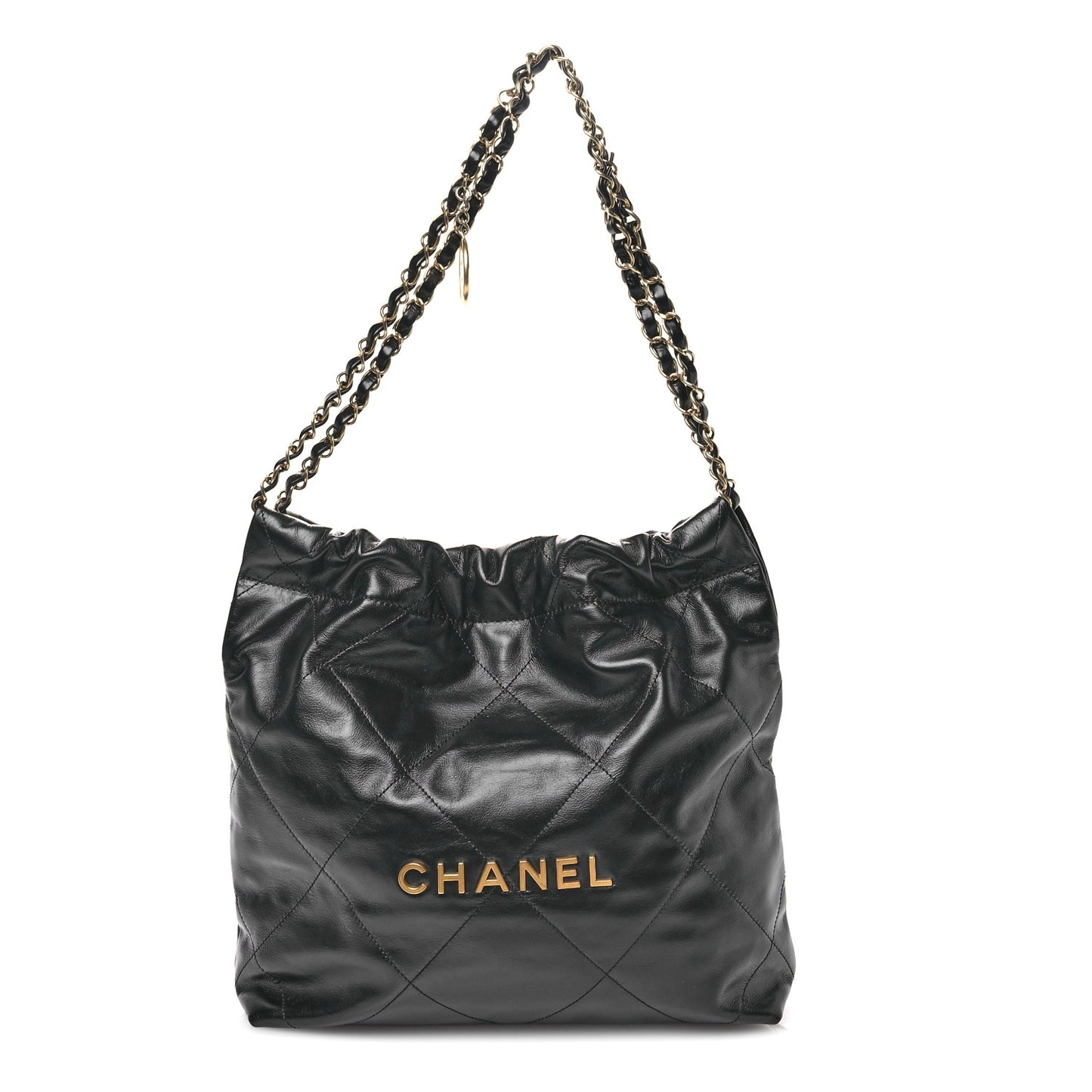Shiny Calfskin Quilted Small Chanel 22 Black