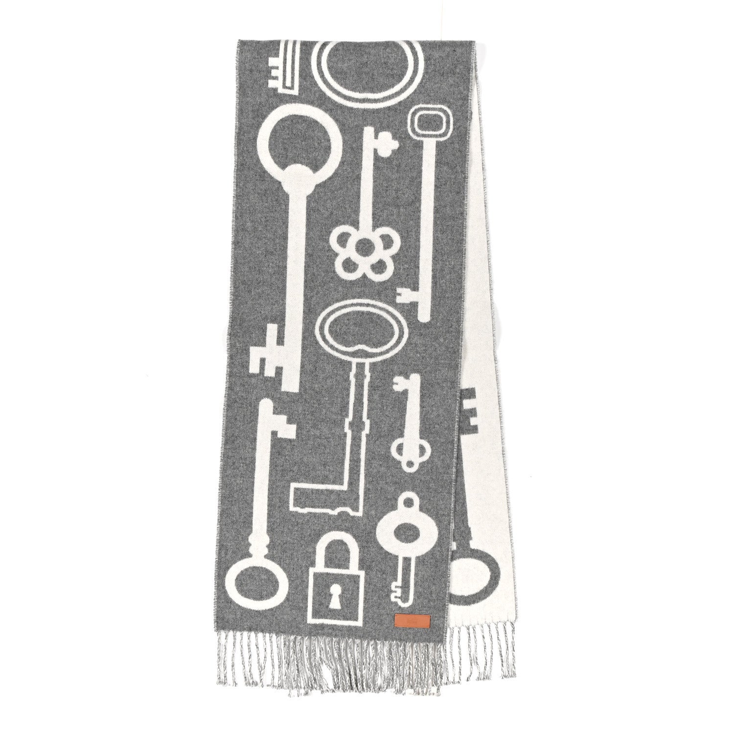 Hermes Cashmere Casaque Porte-Clefs Muffler Flanelle Ivoire