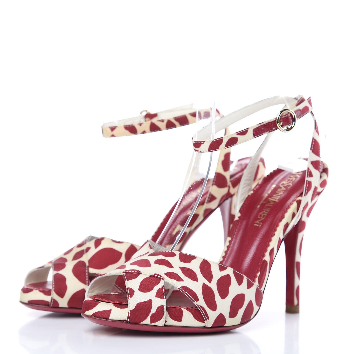 Canvas Lip Print Eva 95 Cross Sandals 35.5 Cherry