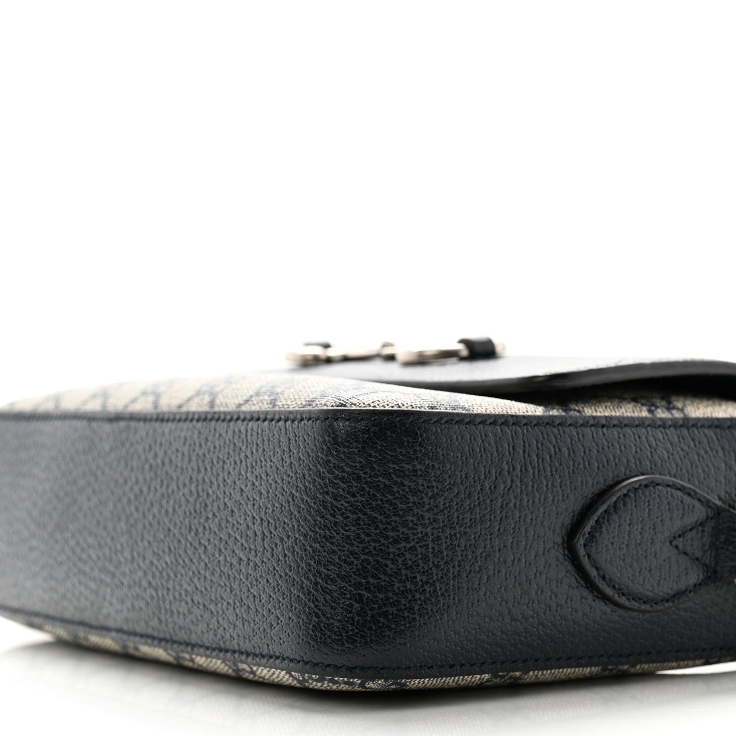 GG Supreme Monogram Textured Dollar Calfskin Small Horsebit 1955 Shoulder Bag Beige Blue