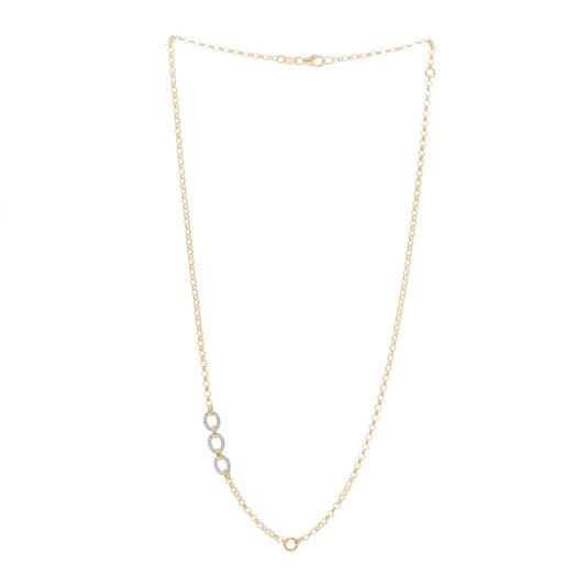 18K Yellow White Gold Diamond Small Belcher Flexible Extension Chain Necklace