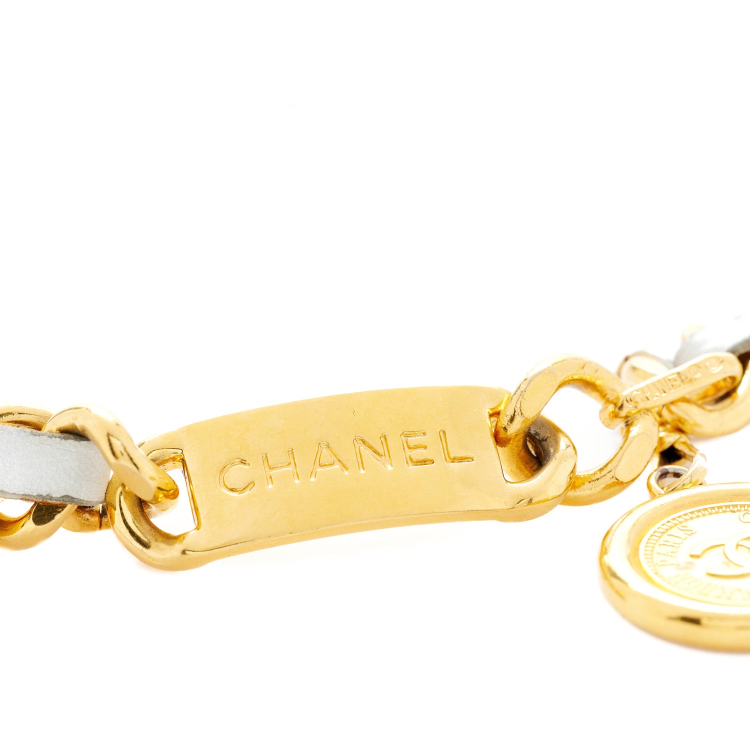 Chanel Lambskin CC Medallion Chain Belt White Gold 3 of 7
