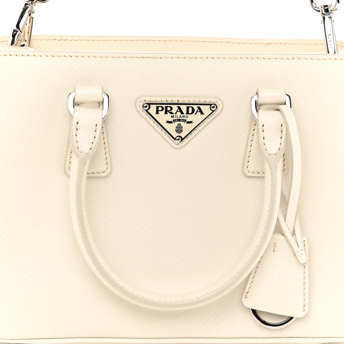 Saffiano Lux Micro Galleria Shoulder Bag Talco