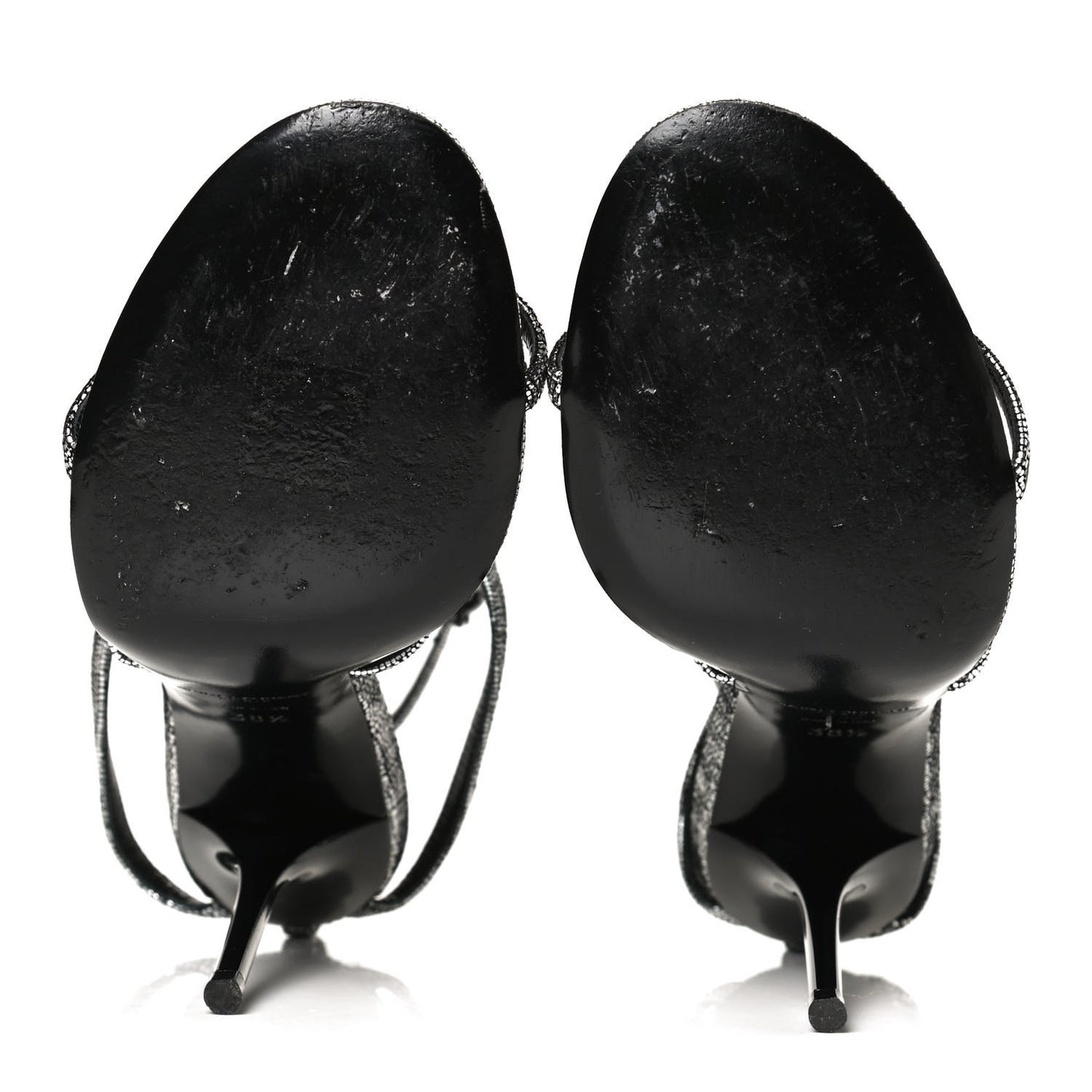 Metallic Calfskin Cassandra 110 Ankle Strap Sandals 38.5 Argento