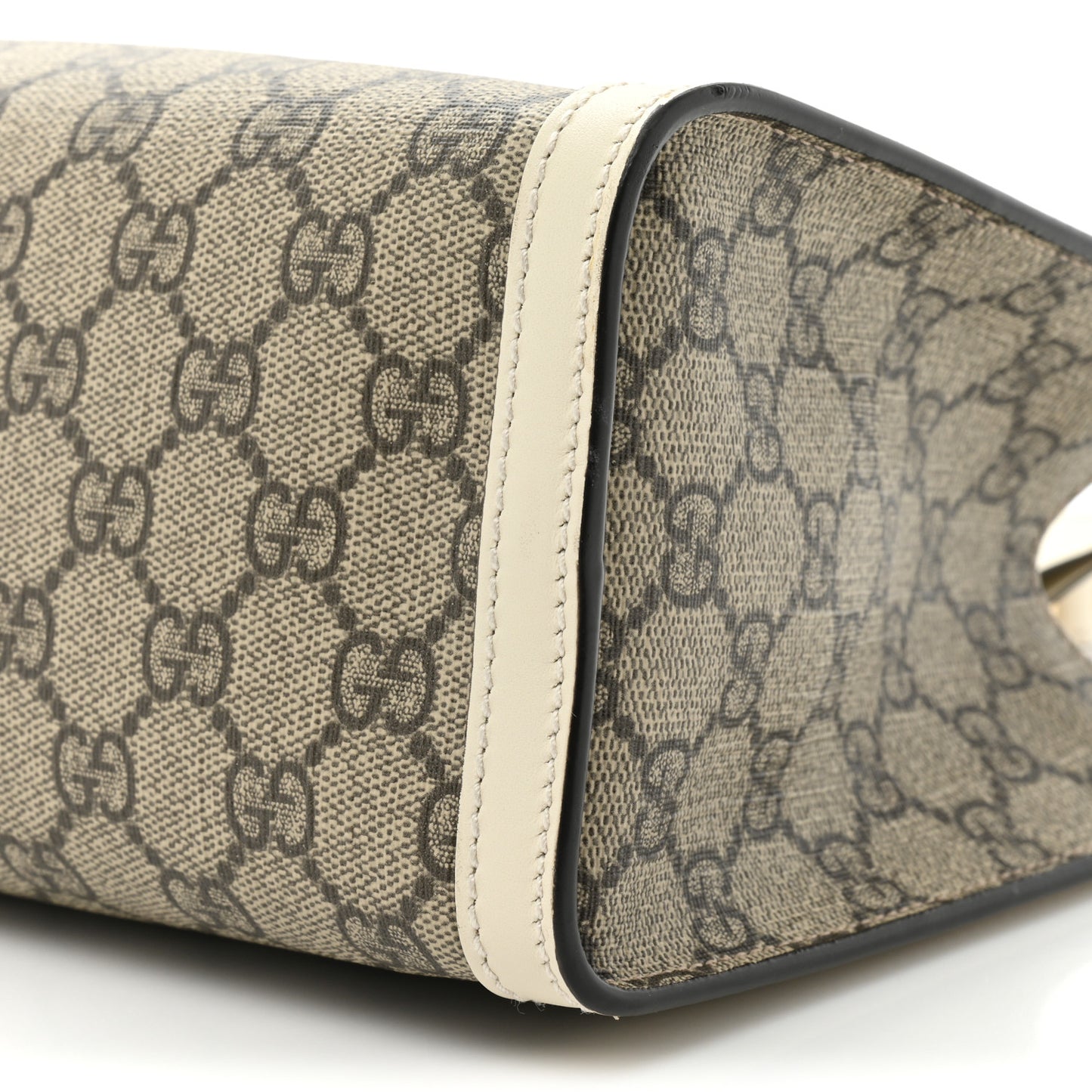 GG Supreme Monogram Moon Calfskin Small Padlock Tote Beige Ebony Mystic White