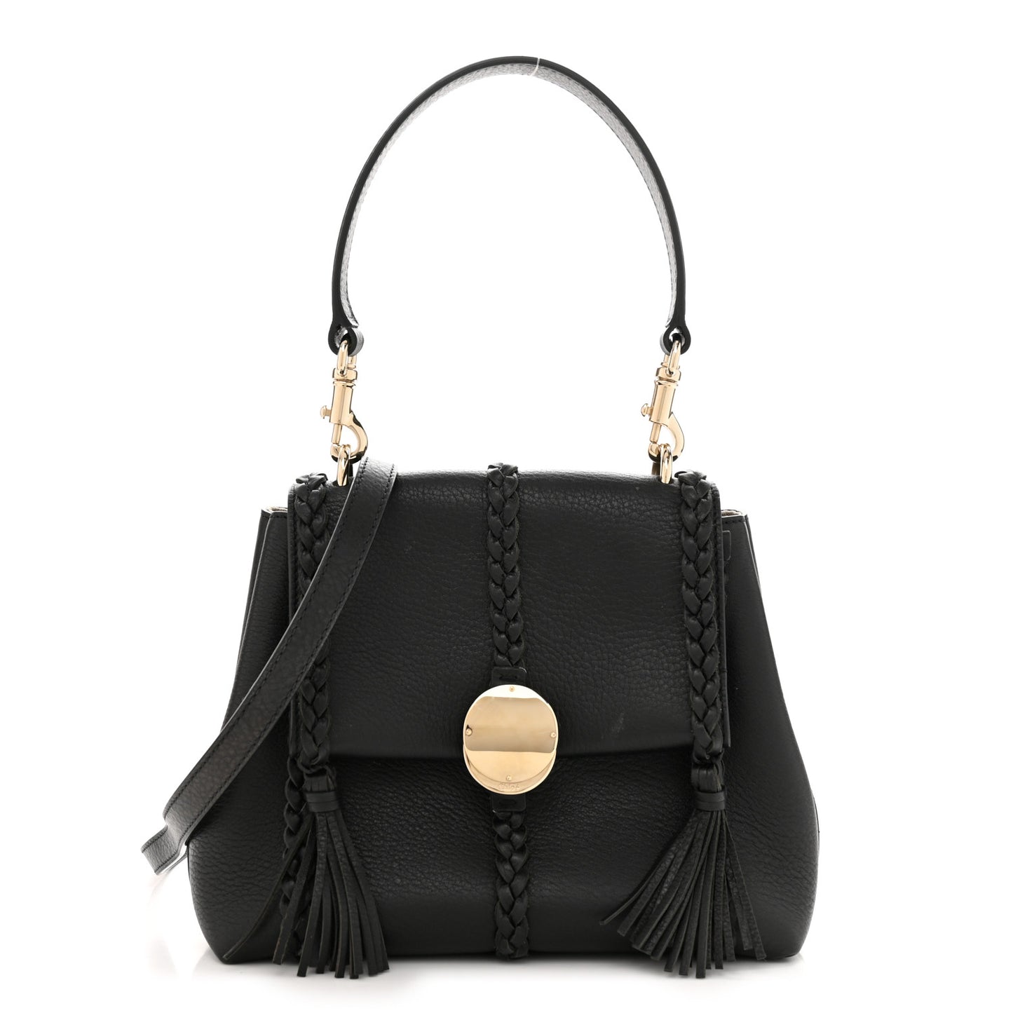 Grained Calfskin Small Penelope Soft Shoulder Bag Black
