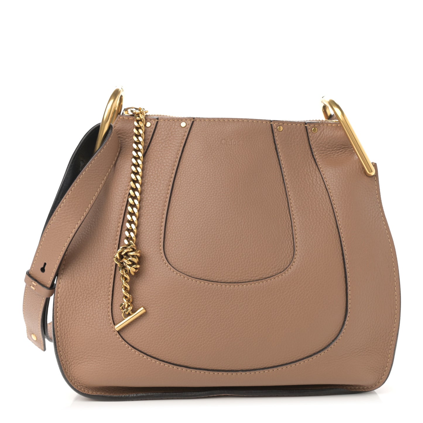 Grained Calfskin Small Hayley Hobo Nut