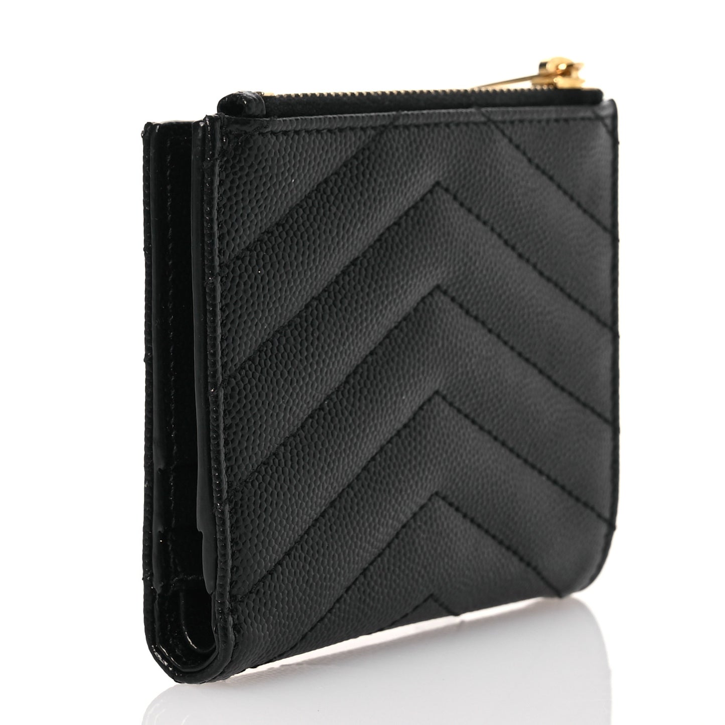 Grain De Poudre Matelasse Chevron Monogram Zipped Card Case Black