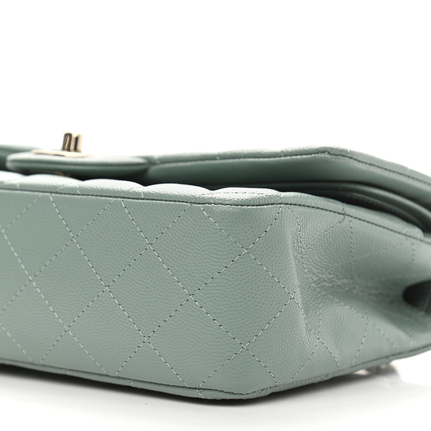 Caviar Quilted Medium Double Flap Green
