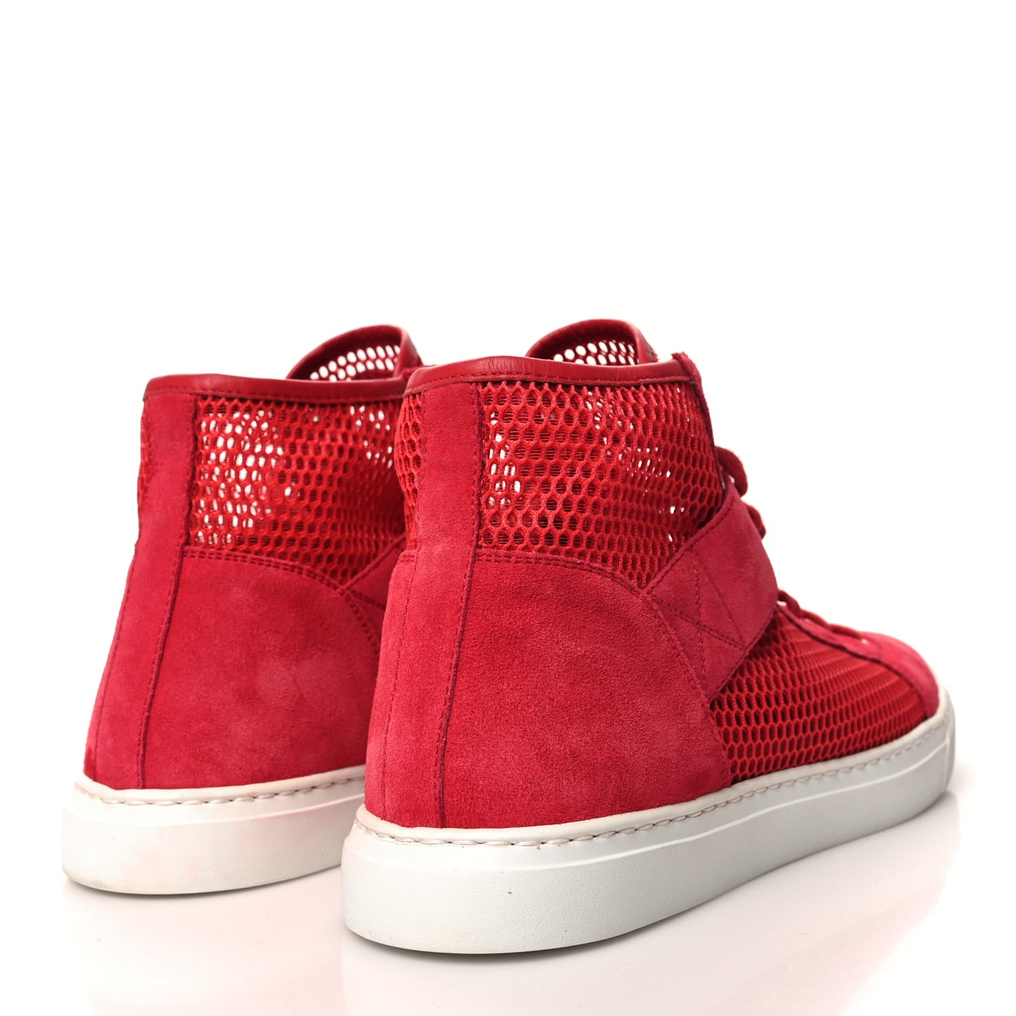 Mesh Suede High Top Sneakers 40 Red