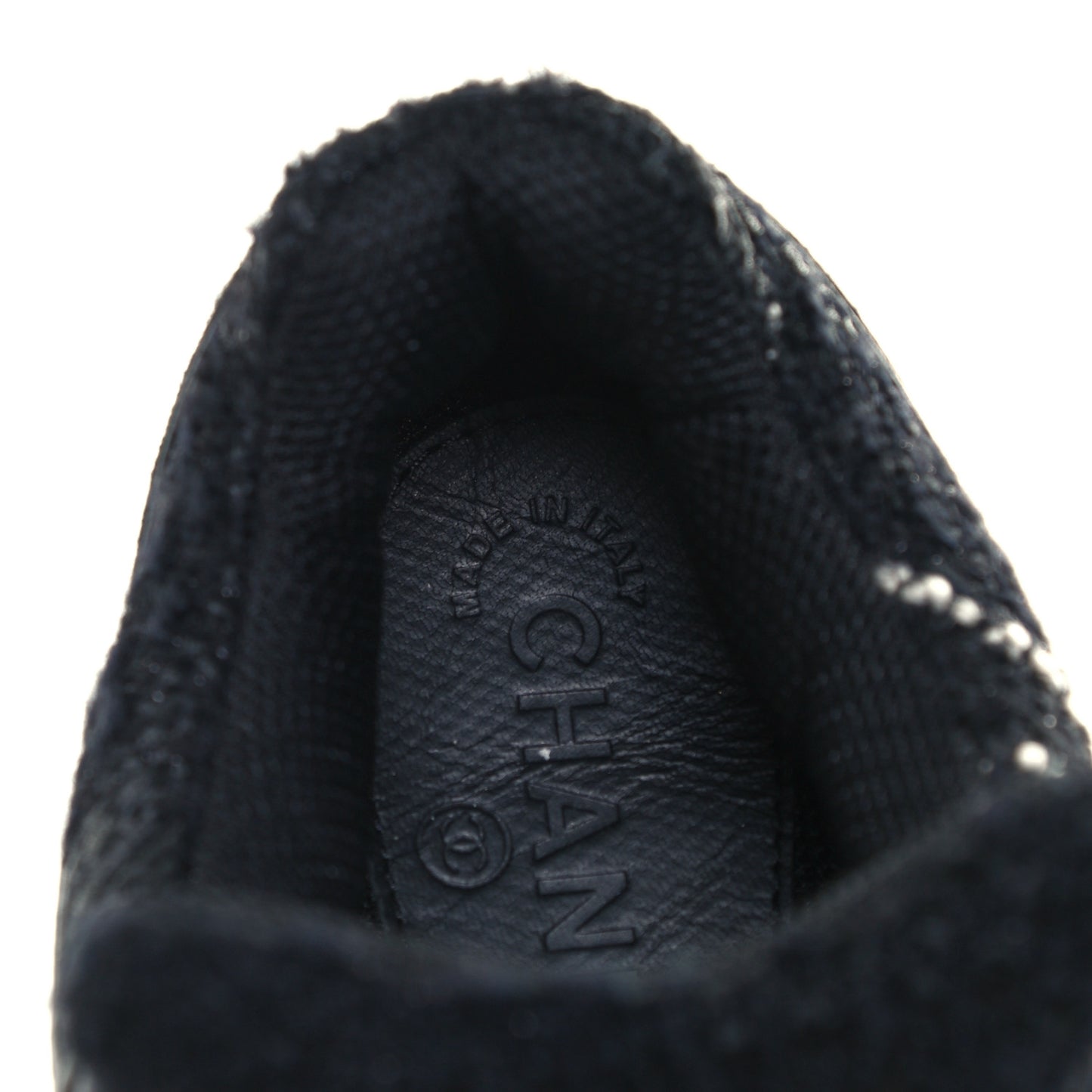 Tweed Suede Goatskin CC Sneakers 37 Black White