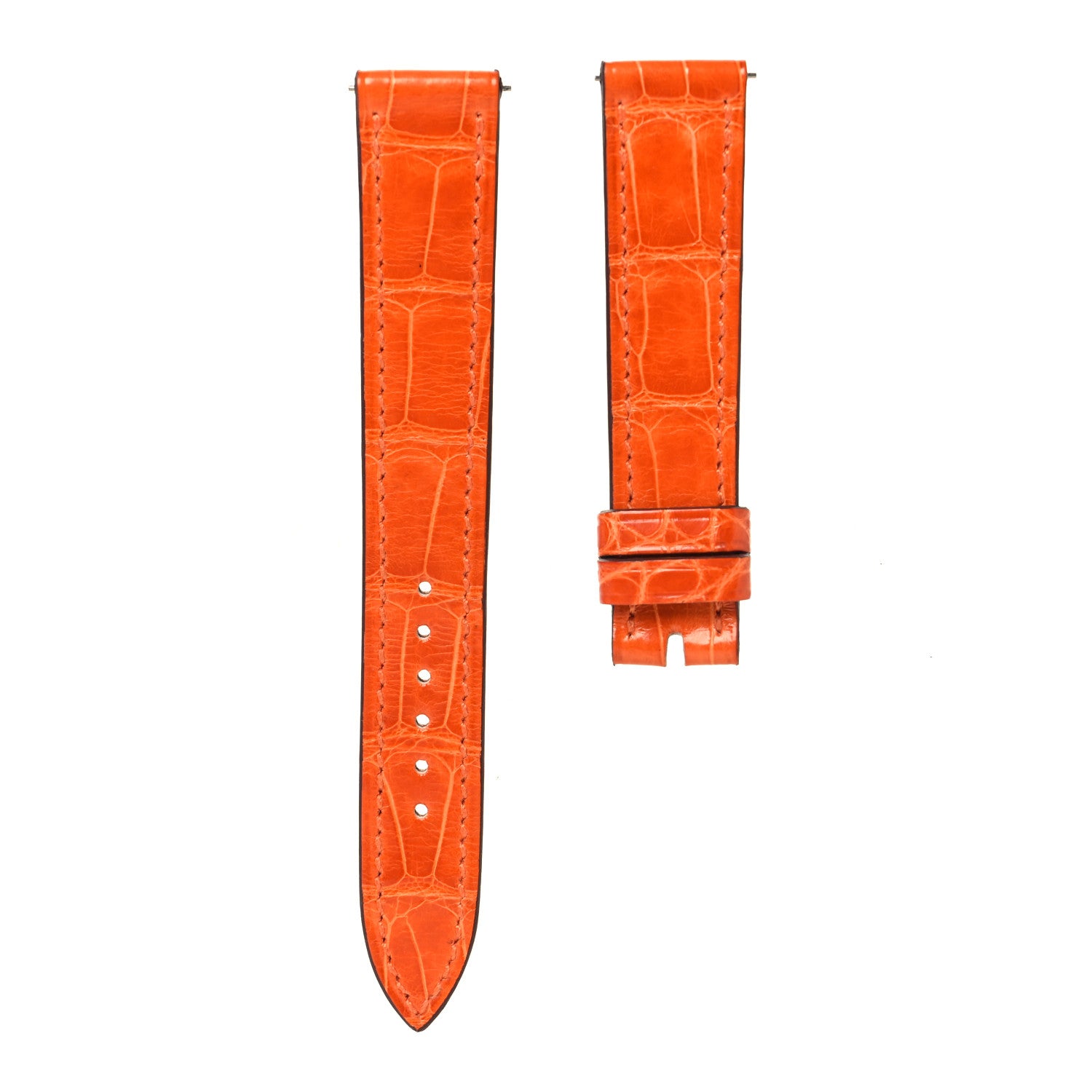 Hermes watch bracelet orange crocodile strap Hermes Shiny Alligator Single Tour Watch Strap Orange  main image 4