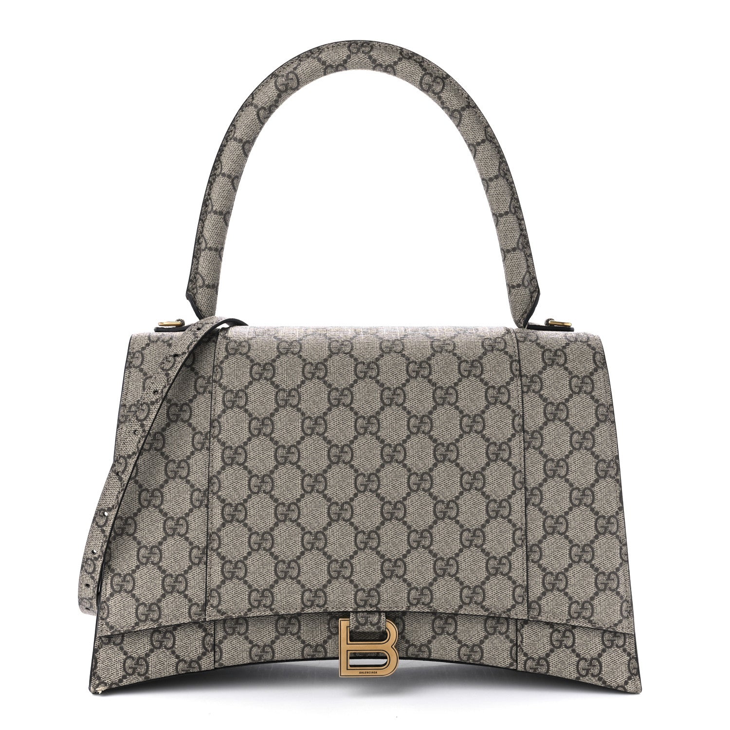 Balenciaga X GUCCI GG Supreme Monogram Medium Hourglass Top Handle Bag Beige Ebony 1 of 10