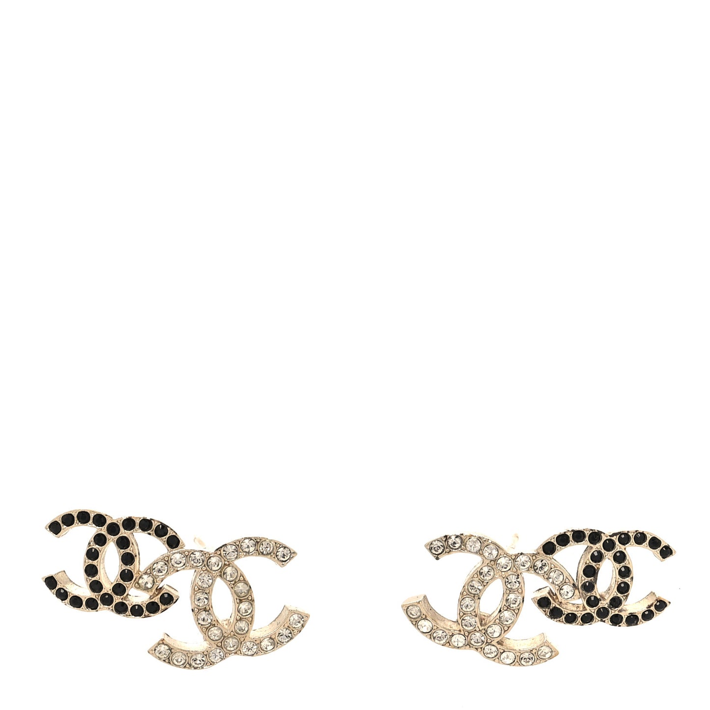 Crystal Double CC Earrings Gold Black