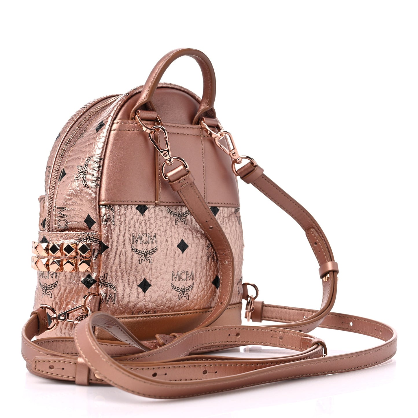 Metallic Visetos Side Stud X-Mini Stark Bebe Boo Backpack Champagne Gold