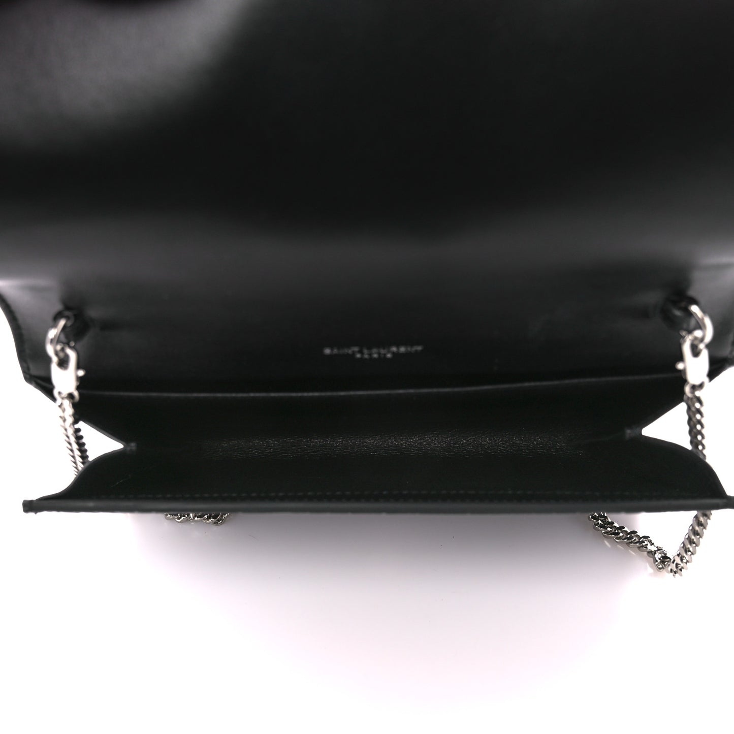 Calfskin Crocodile Embossed Monogram Uptown Chain Wallet Black