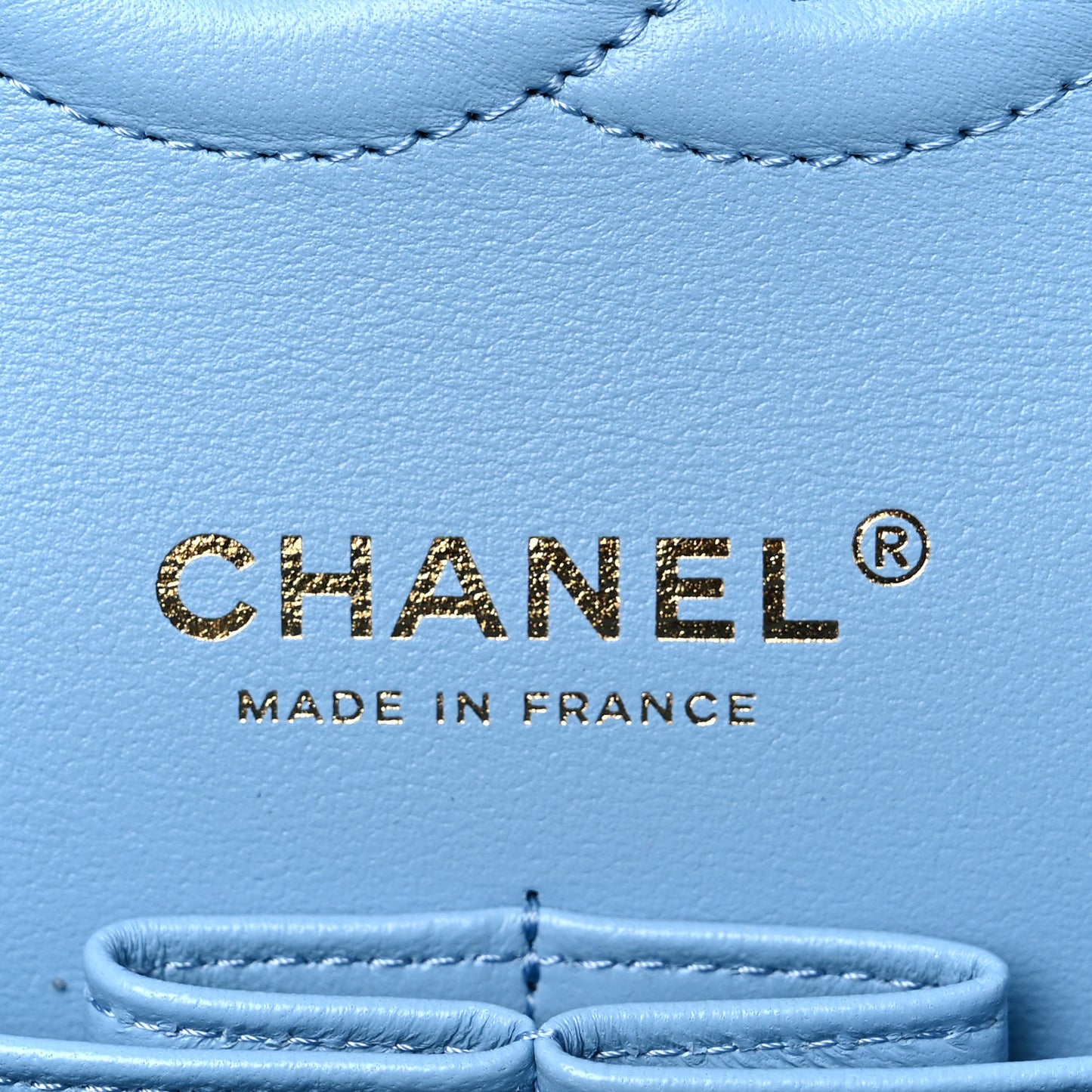 Caviar Quilted Medium Double Flap Light Blue