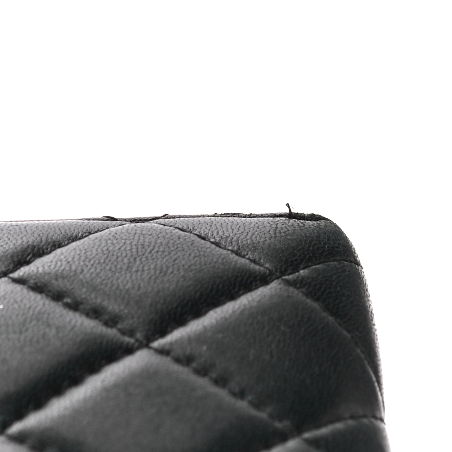 Lambskin Quilted Large Gusset Zip Around Wallet Black
