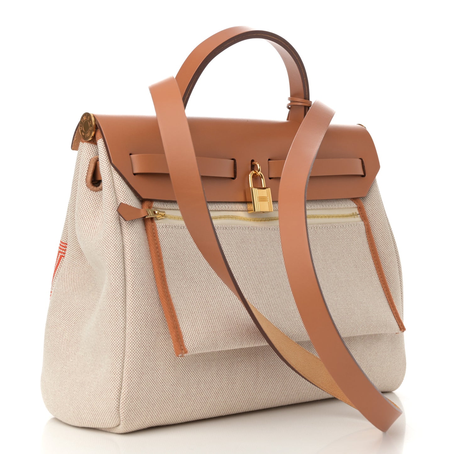 H Plume Canvas Vache Hunter Circuit 24 Herbag Zip Retourne 31 Orange Mecano Ecru Beige Naturel