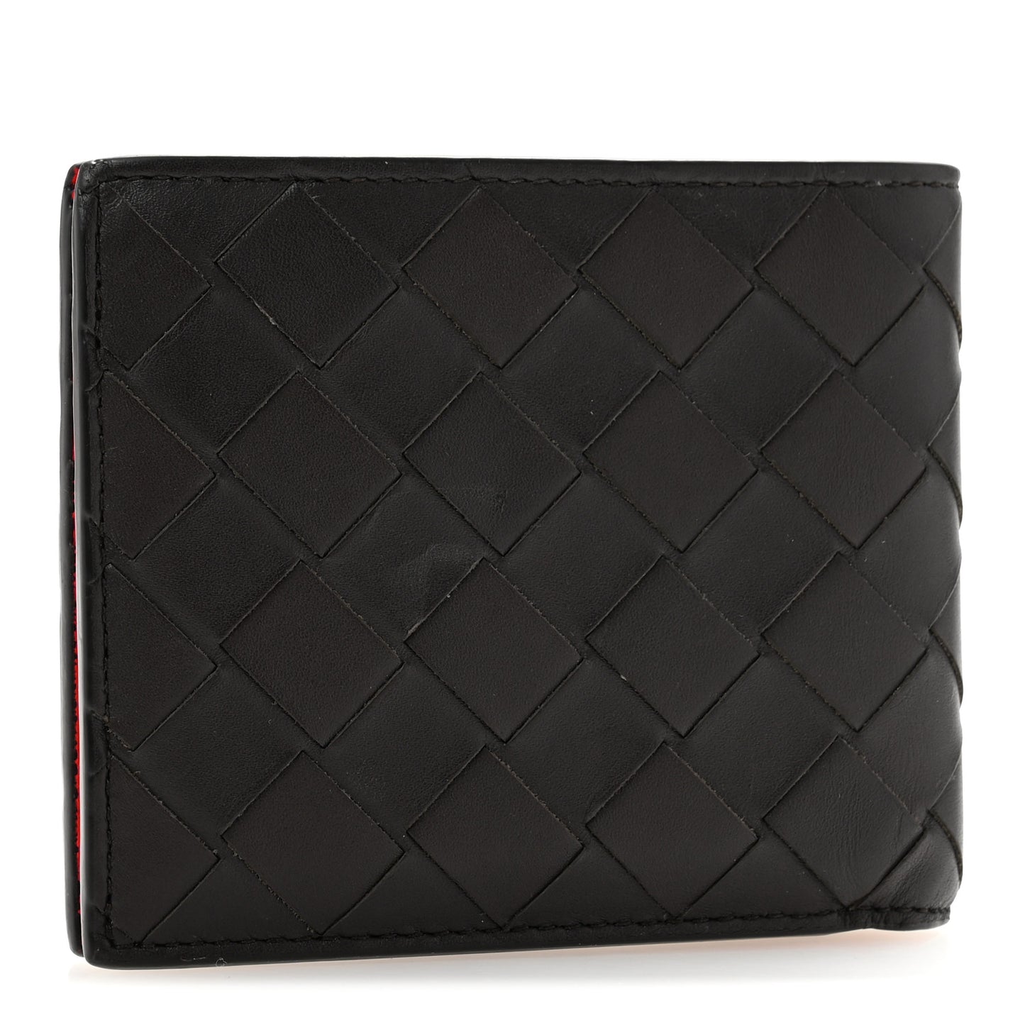 Nappa Maxi Intrecciato Bi-Fold Wallet Ebene Red