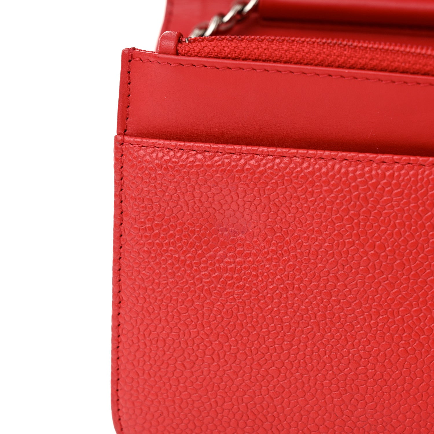 Chanel Caviar Timeless CC Wallet On Chain WOC Red 12 of 14