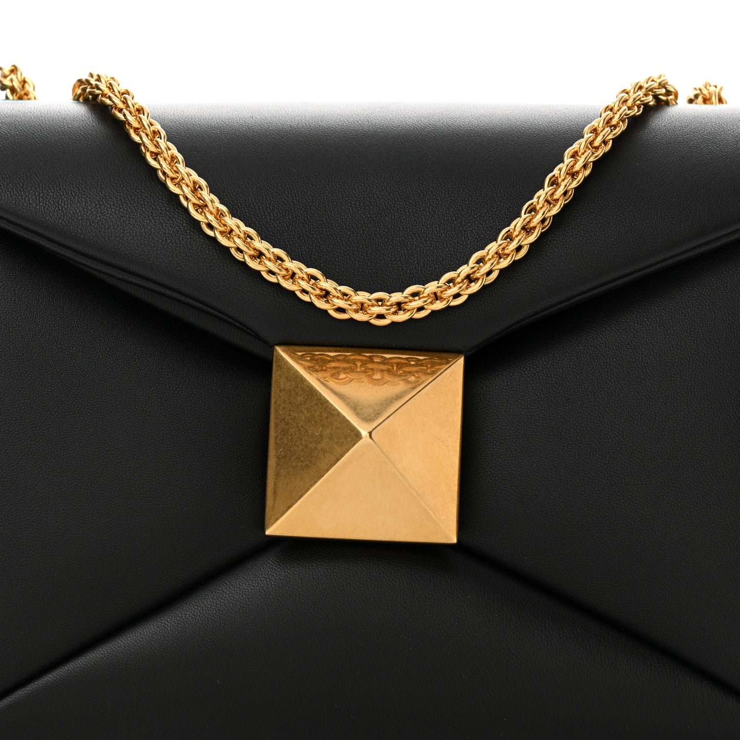 Nappa One Stud Chain Clutch Black