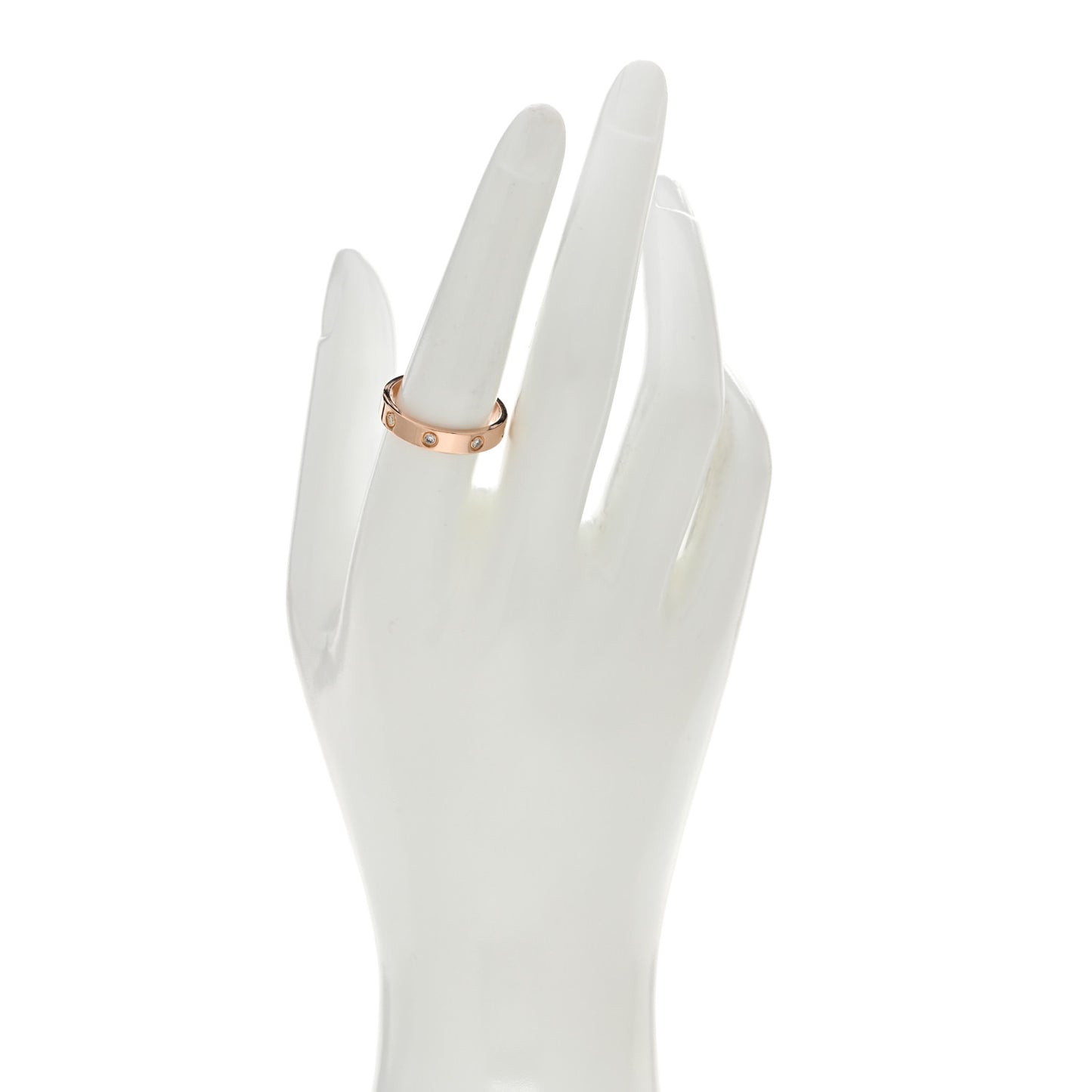 18K Pink Gold 8 Diamond 4mm LOVE Wedding Band Ring 57 8