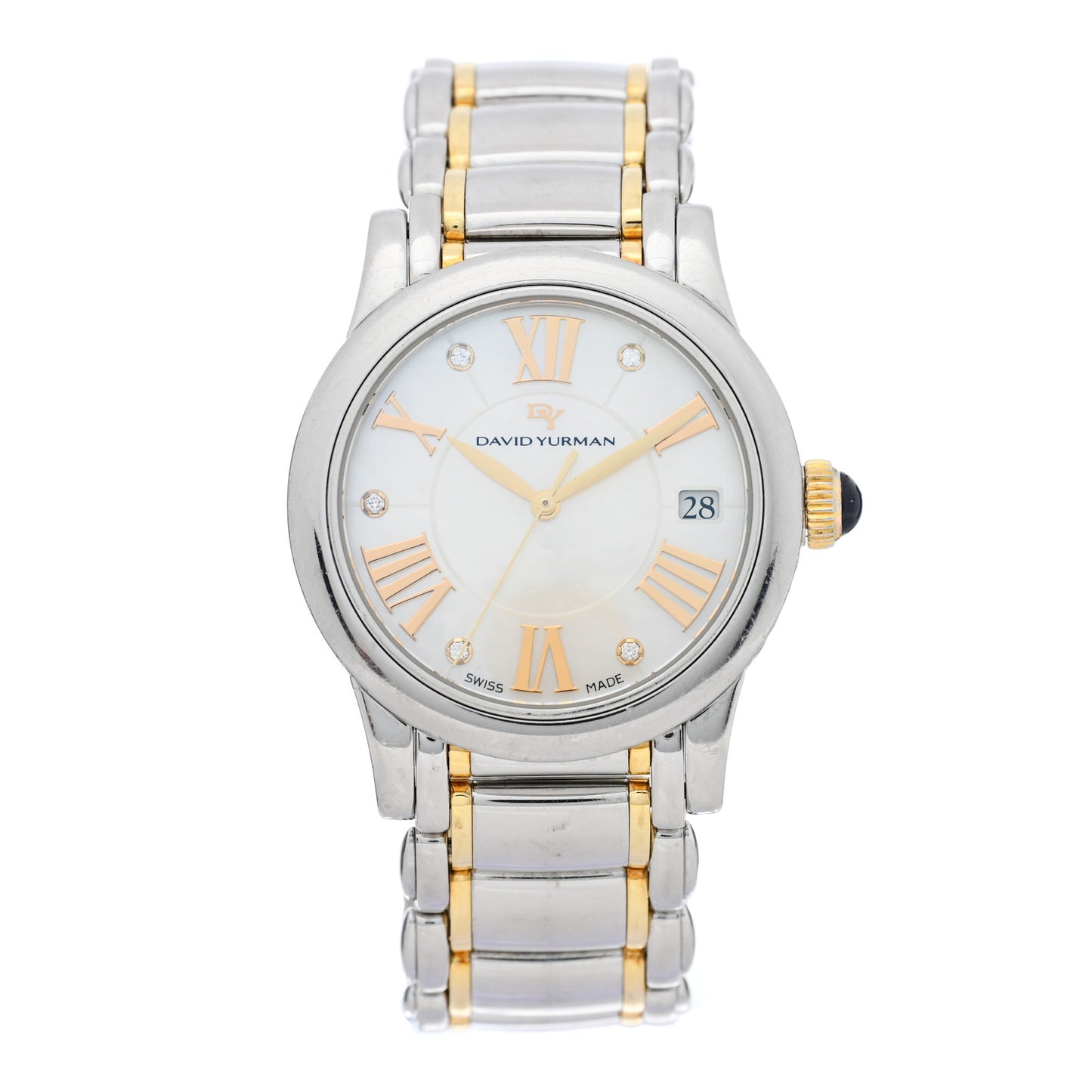 Stainless Steel 18K Yellow Gold Diamond Mother of Pearl 38mm Classic Quartz Watch