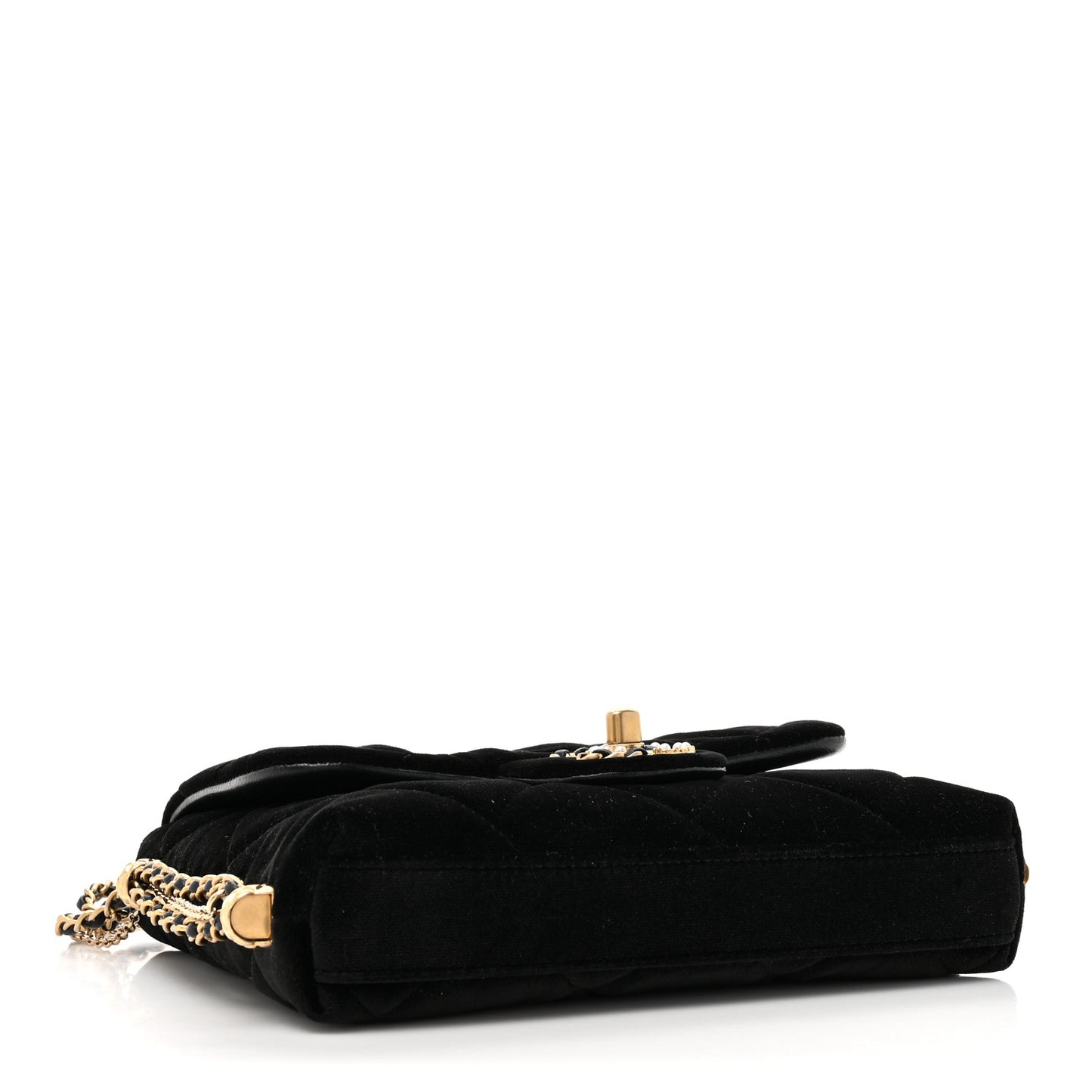 Velvet Quilted Crush On Chains Flap Bag Black