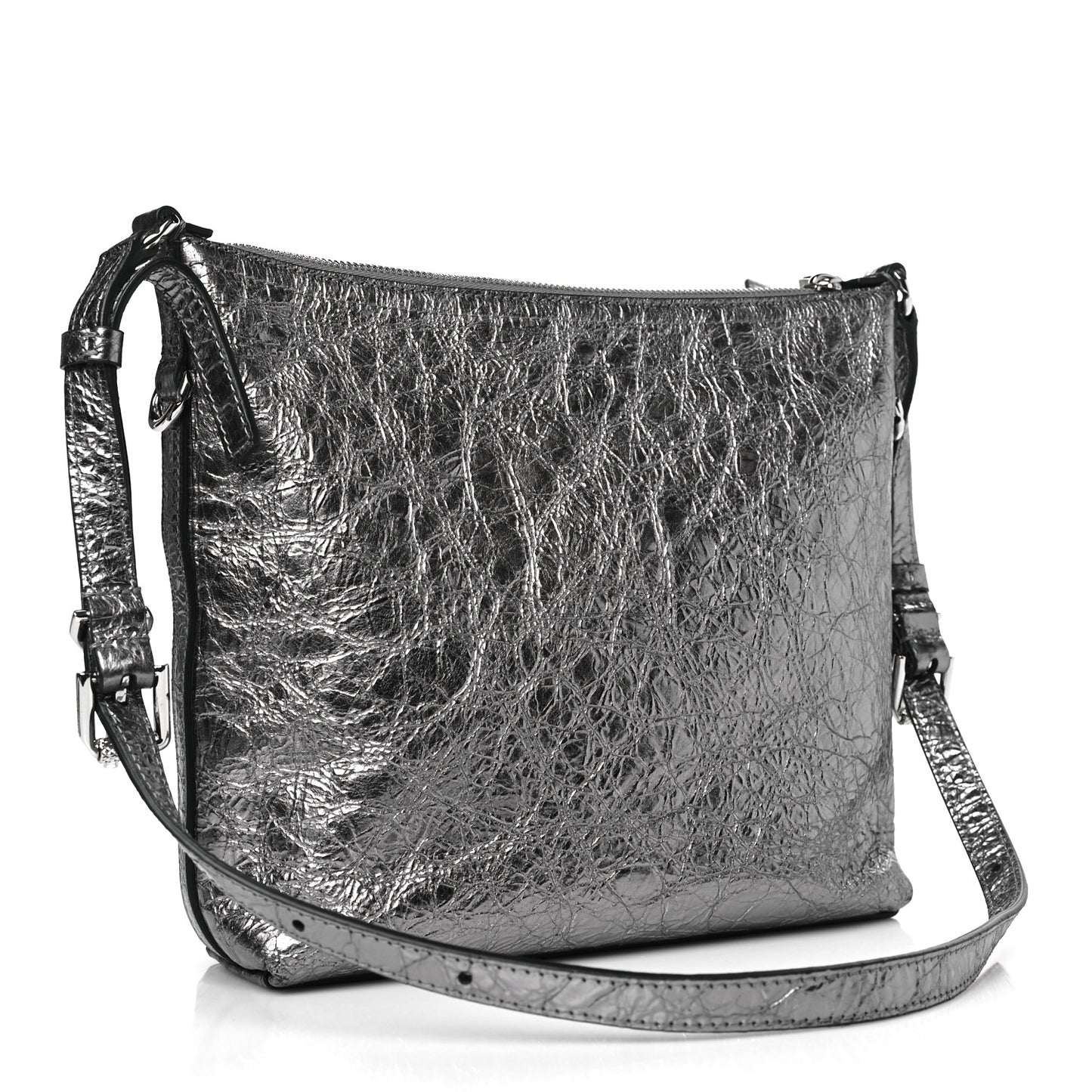 Metallic Calfskin Small Voyou Bag Silver