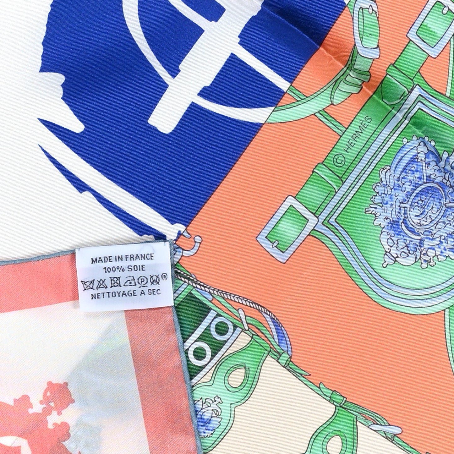 Silk Harnais De Cour Shawl 140 Corail Indigo Multicolor