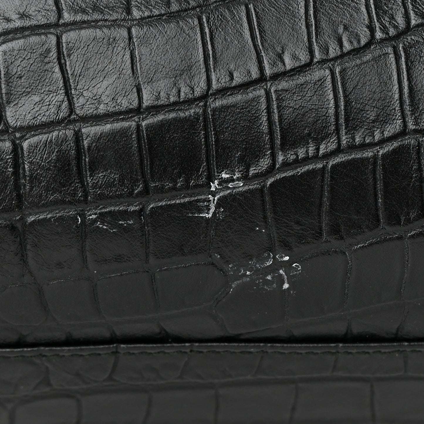 Calfskin Crocodile Embossed Classic Hardware City Black