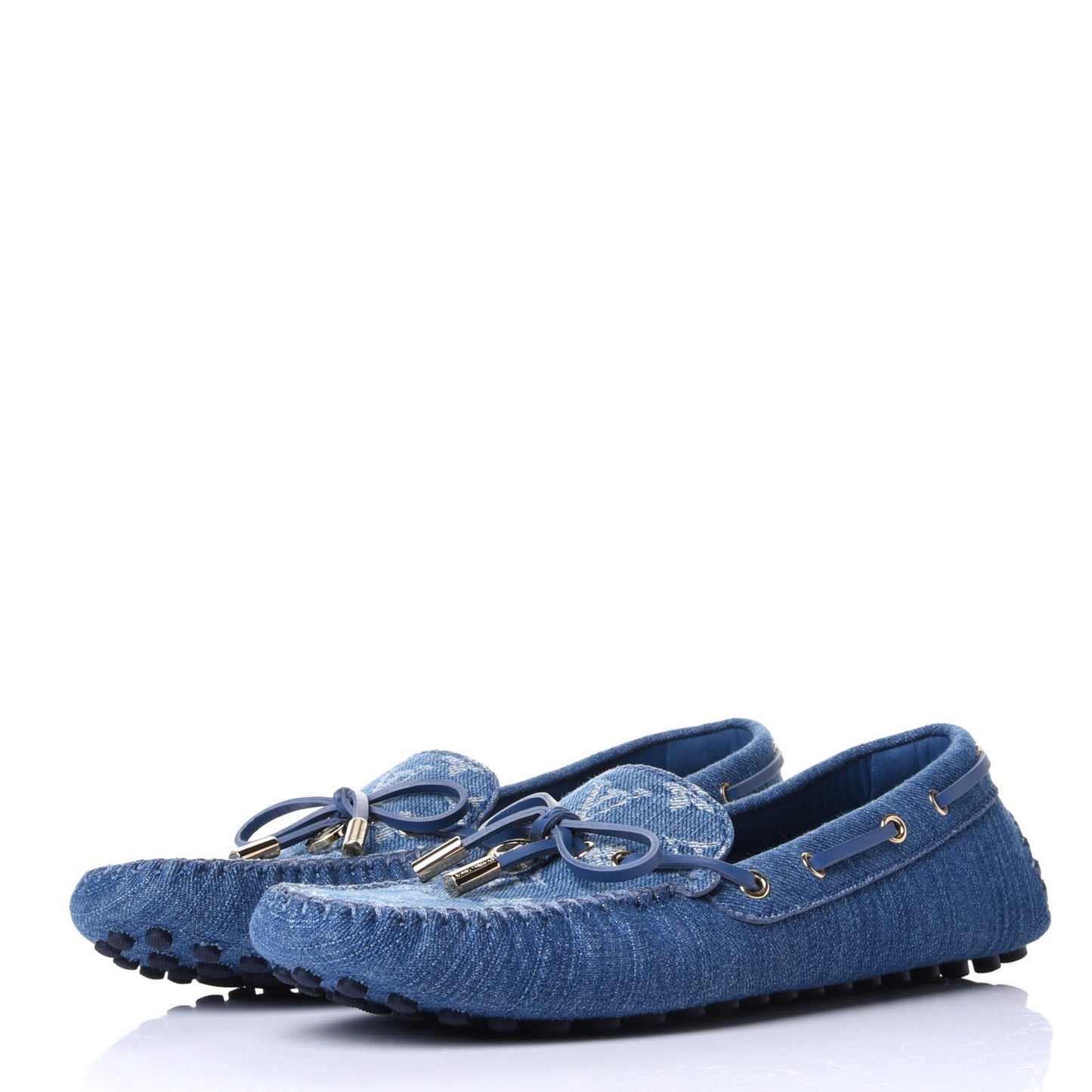 Monogram Denim Gloria Loafers 39.5 Blue