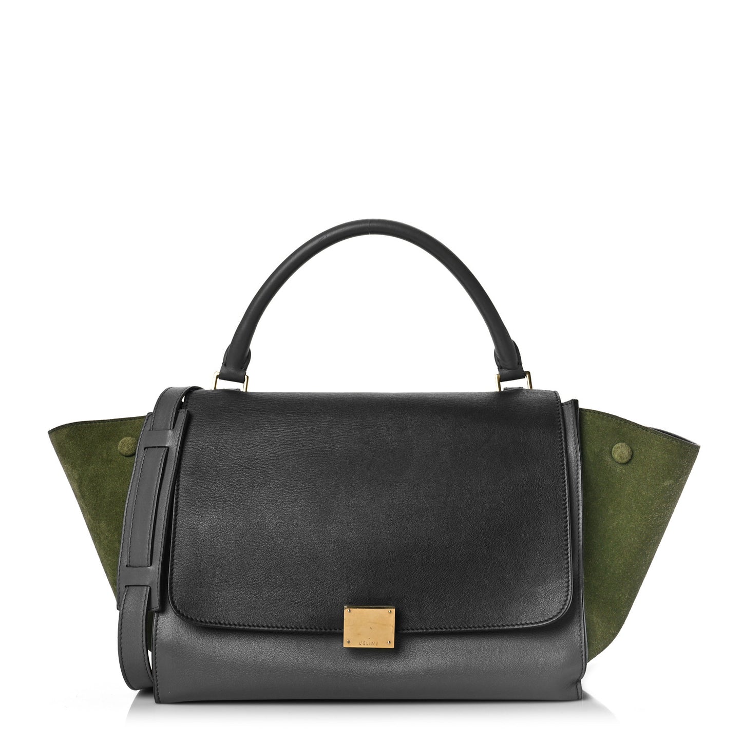 Calfskin Suede Medium Tri-Color Trapeze Green