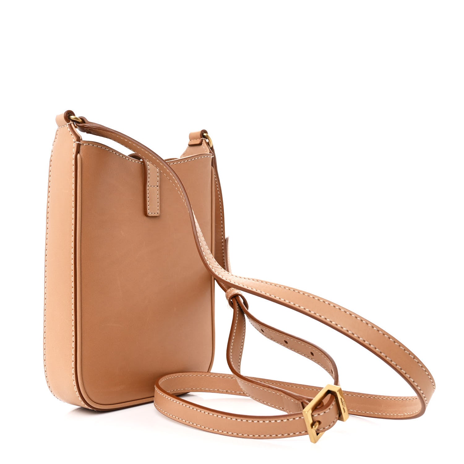 Saint Laurent Smooth Calfskin Le 5 A 7 Vertical Hobo Brown Gold 3 of 11