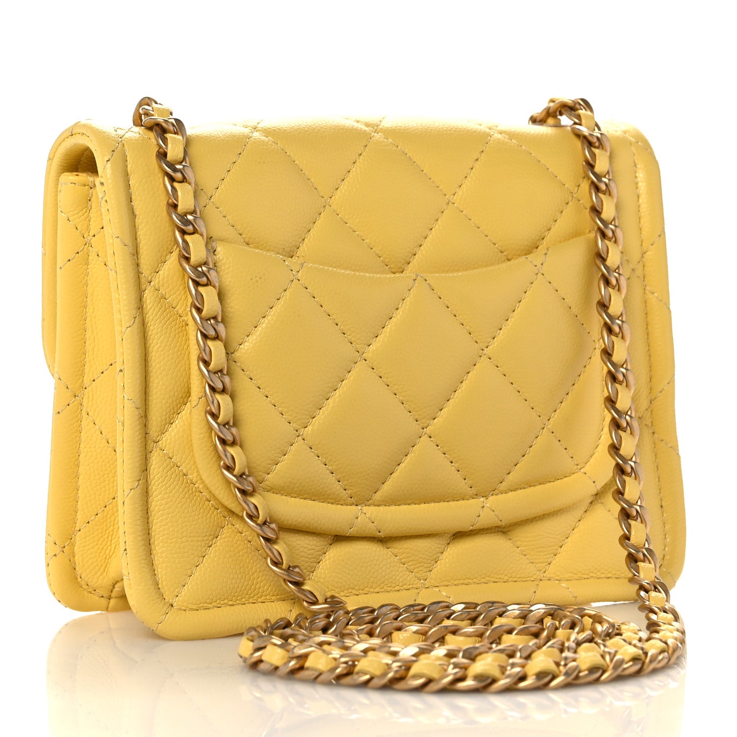Caviar Quilted Mini Sweet Classic Flap Yellow
