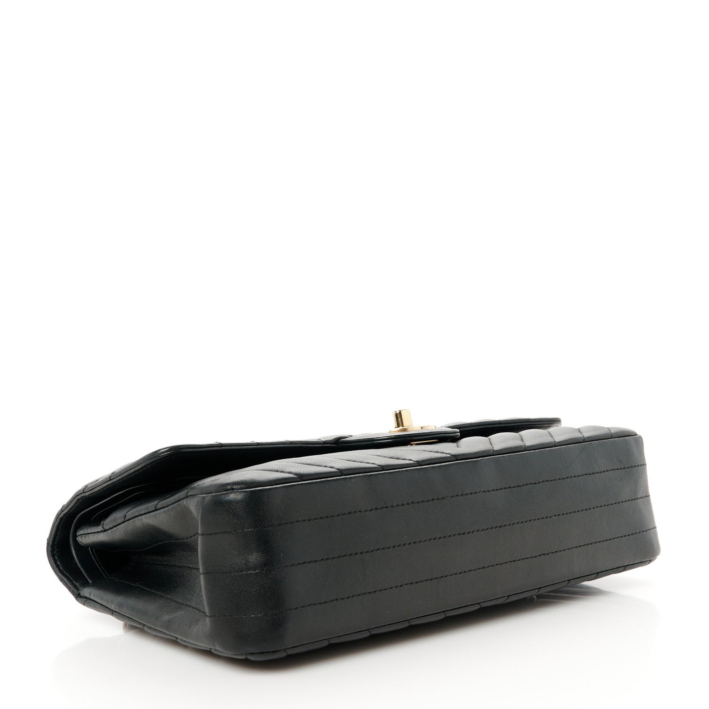 Lambskin Chevron Quilted Medium Double Flap Black