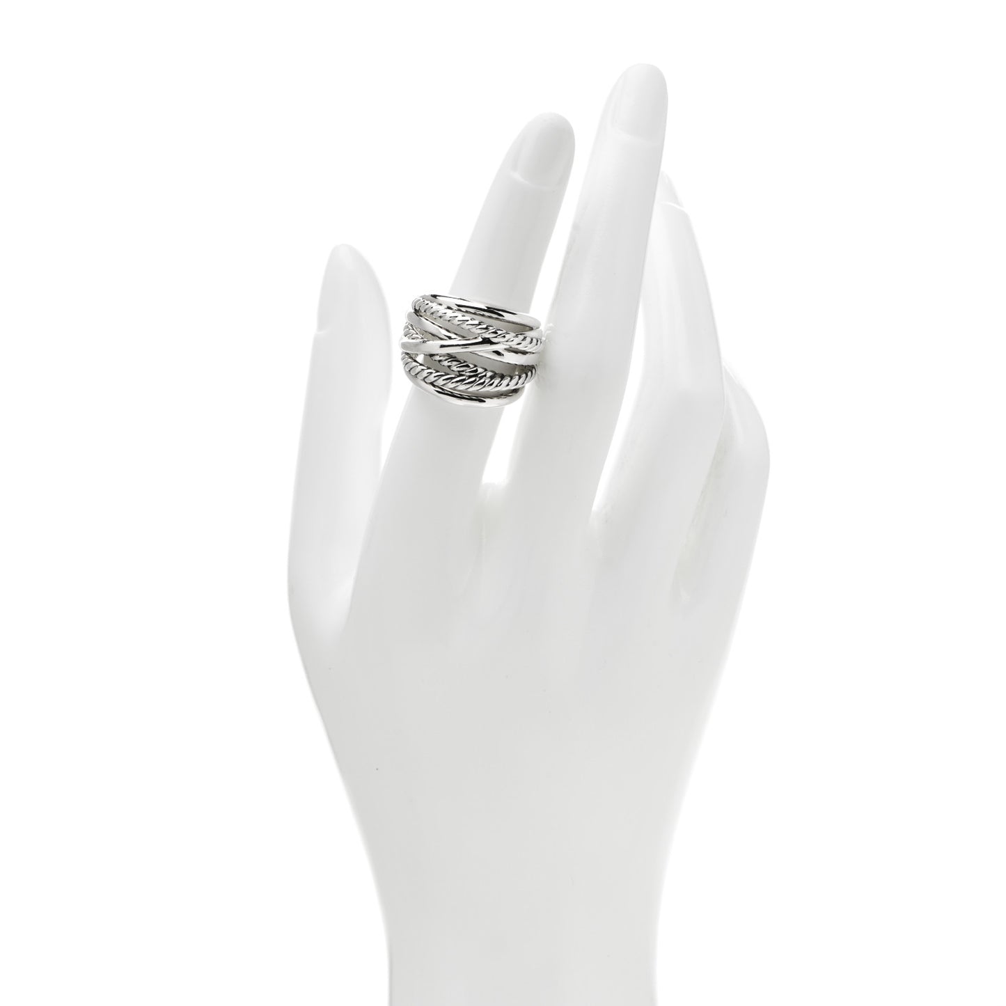 Sterling Silver 18mm Wide Crossover Cable Ring 52 6