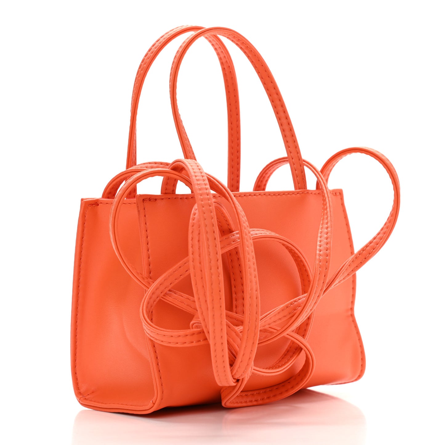 Vegan Leather Small Shopping Bag Orange