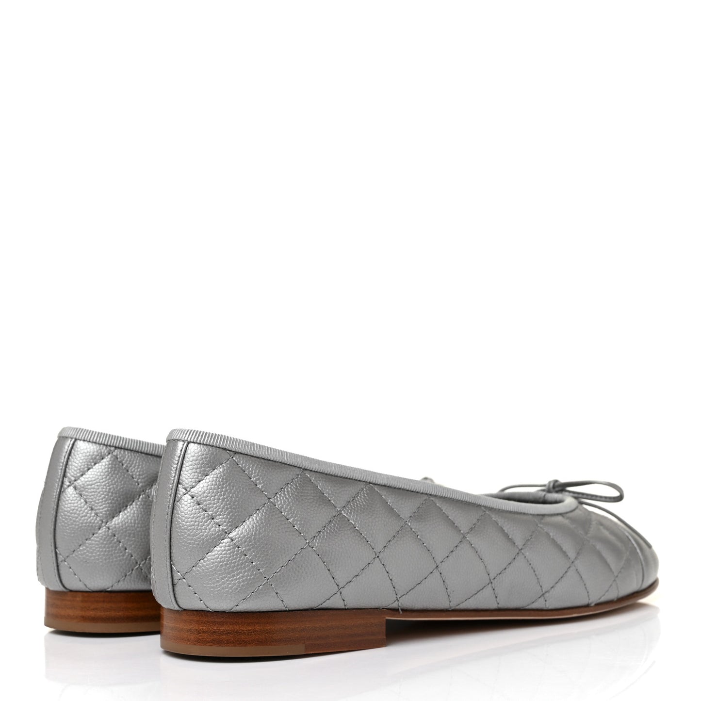 Crumpled Lambskin Quilted CC Ballerina Flats 40 Grey