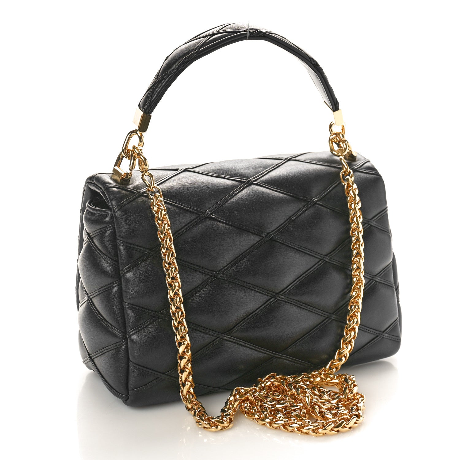 Louis Vuitton Lambskin Malletage Top Handle GO-14 MM Bleu Marine 4 of 10