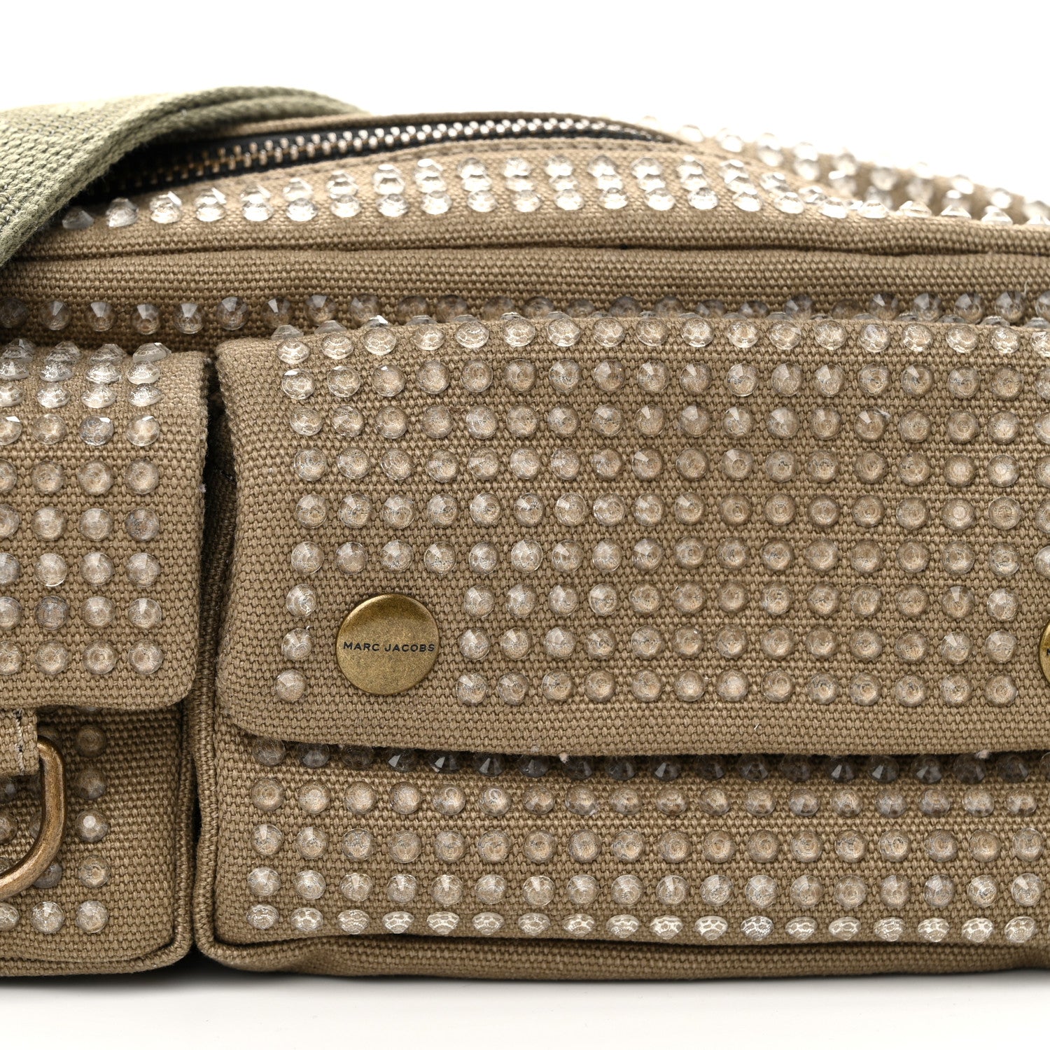 Marc Jacobs Cotton Canvas Crystal Embellished The Cargo Bag Slate Green 8 of 10