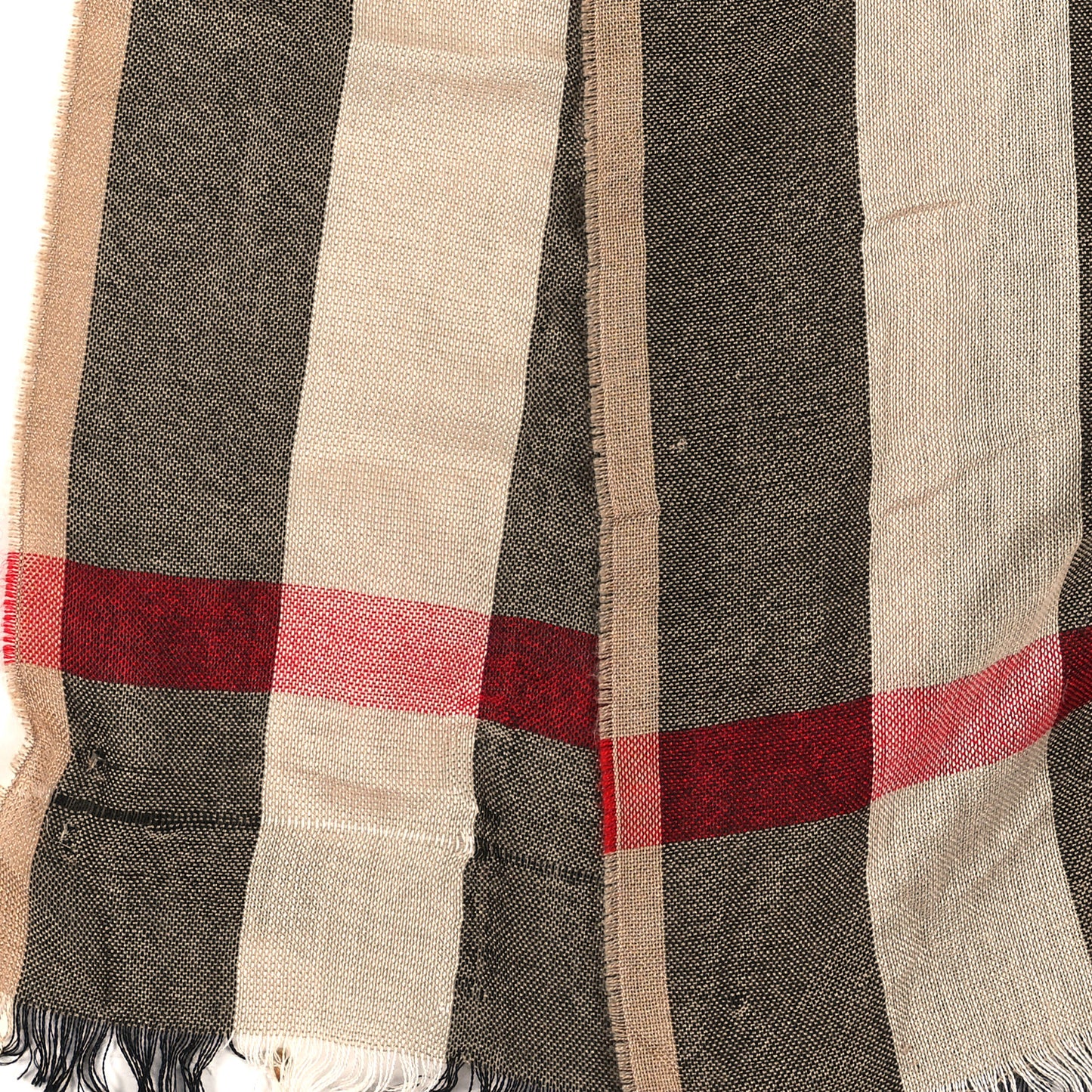 Silk Cashmere Giant Check Lightweight Scarf Camel