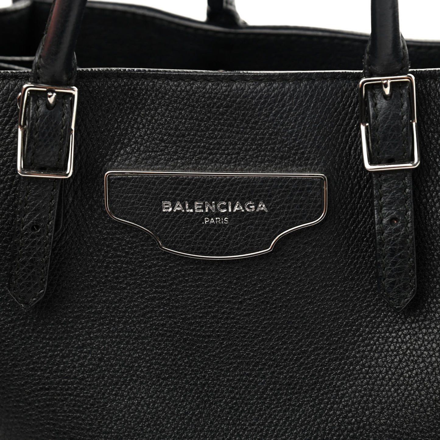 Grained Calfskin Plate Hardware Papier A6 Zip Around Tote Black