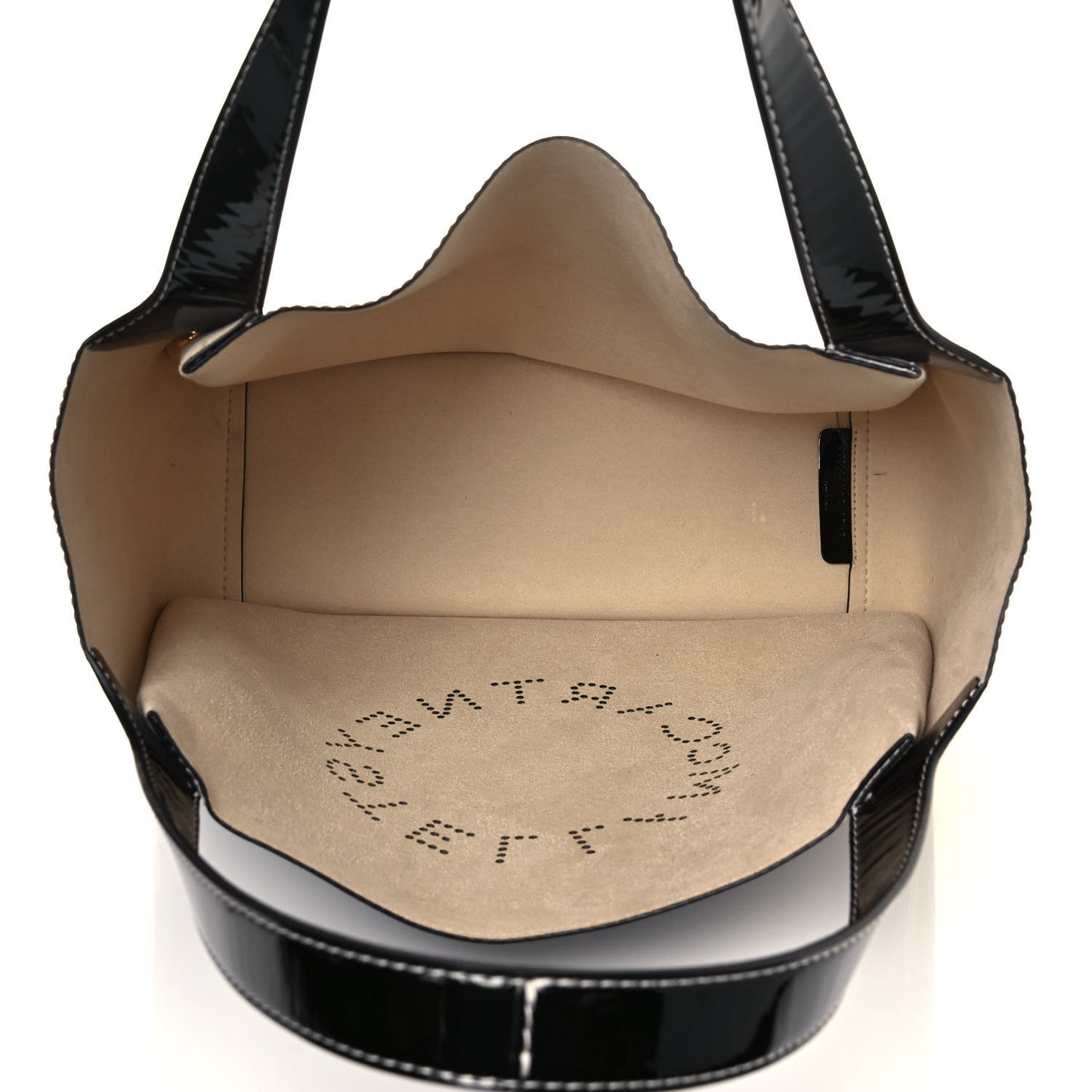 Eco Alter Patent East West Perforated Tote Black