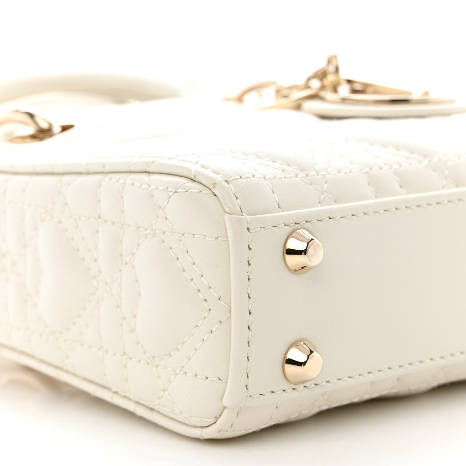 Christian Dior Calfskin Cannage Dioramour Micro Lady Dior Dior White 9 of 11