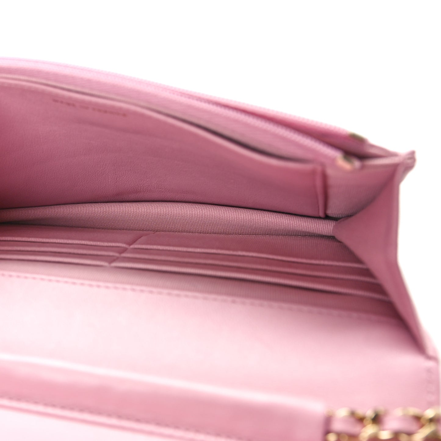 Lambskin Quilted Wallet On Chain WOC Pink