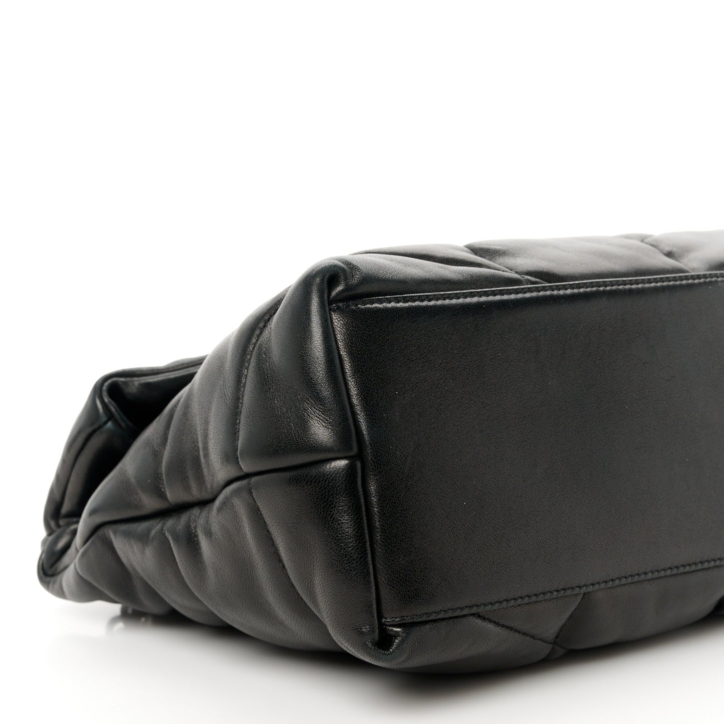 Lambskin Quilted Monogram Monochrome Medium Loulou Puffer Chain Satchel Black