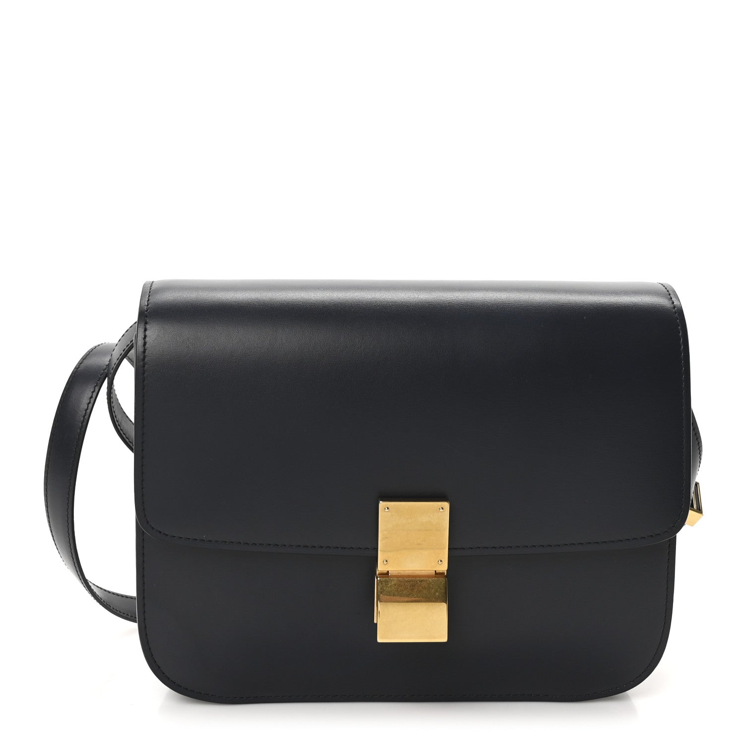 Celine Box Calfskin Medium Classic Box Flap Bag Navy 1751154